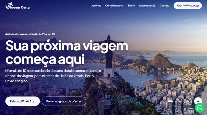 Site da agência de viagens Viagem Certa